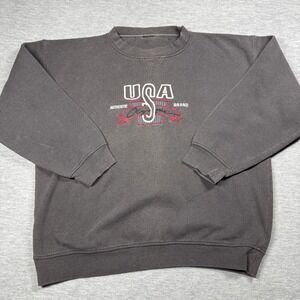 USA Sweatshirt Men XL Gray Olympic Authentic Brand Embroidery Heavyweight Crewne
